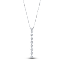 Diamond Bezel Drop Necklace 1/4 ct tw 14K White Gold
