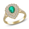 Thumbnail Image 2 of Pear-Shaped Natural Emerald Halo Engagement Ring 1/2 ct tw 14K Yellow Gold