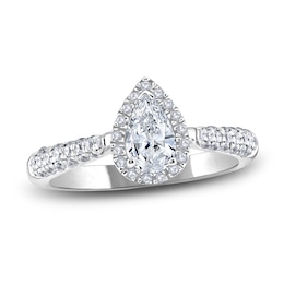 Diamond Engagement Ring 1-1/3 ct tw Pear/Round 14K White Gold