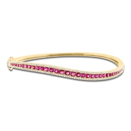 LALI Jewels Natural Ruby & Diamond Bangle Bracelet 1/2 ct tw 14K Yellow Gold