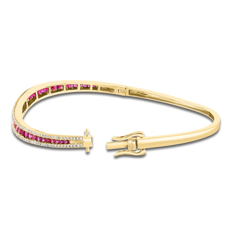 Main Image 2 of LALI Jewels Natural Ruby & Diamond Bangle Bracelet 1/2 ct tw 14K Yellow Gold