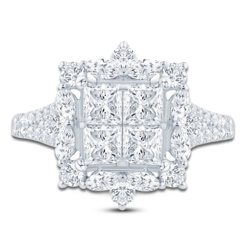 Pnina Tornai Diamond Princess-Cut Quad Engagement Ring 2-1/3 ct tw 14K White Gold