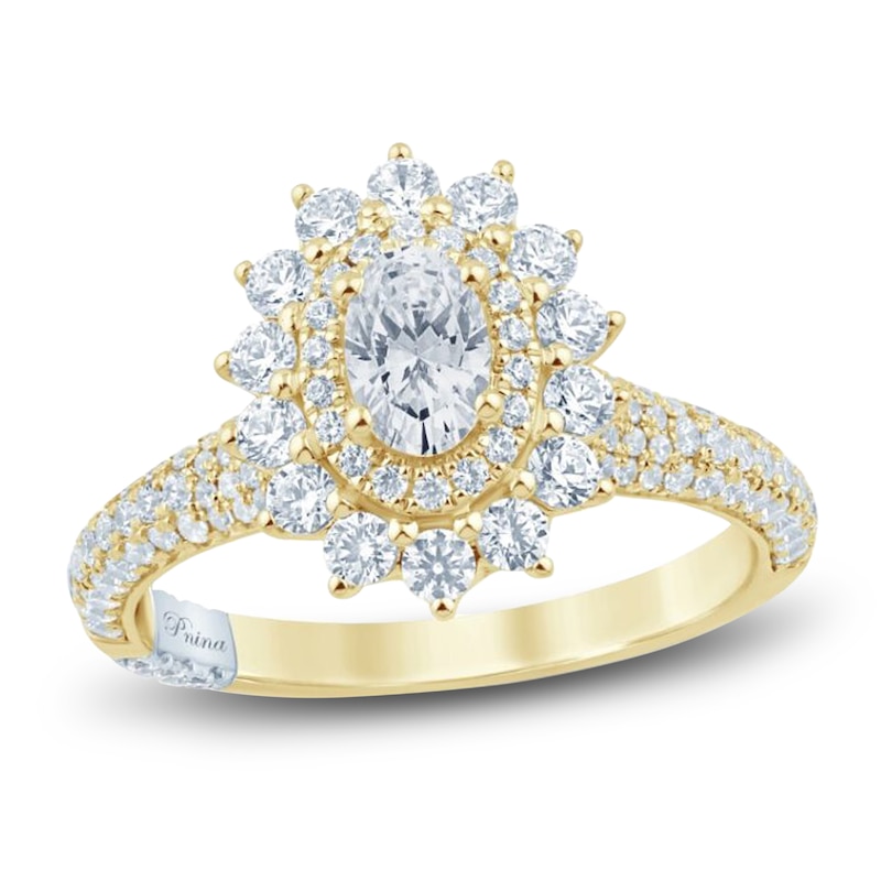 Pnina Tornai Oval-Cut Diamond Starburst Halo Engagement Ring 1-1/2 ct tw 14K Yellow Gold