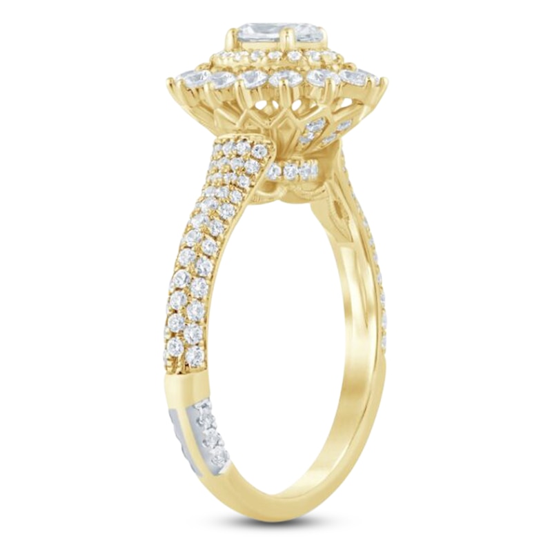Pnina Tornai Oval-Cut Diamond Starburst Halo Engagement Ring 1-1/2 ct tw 14K Yellow Gold