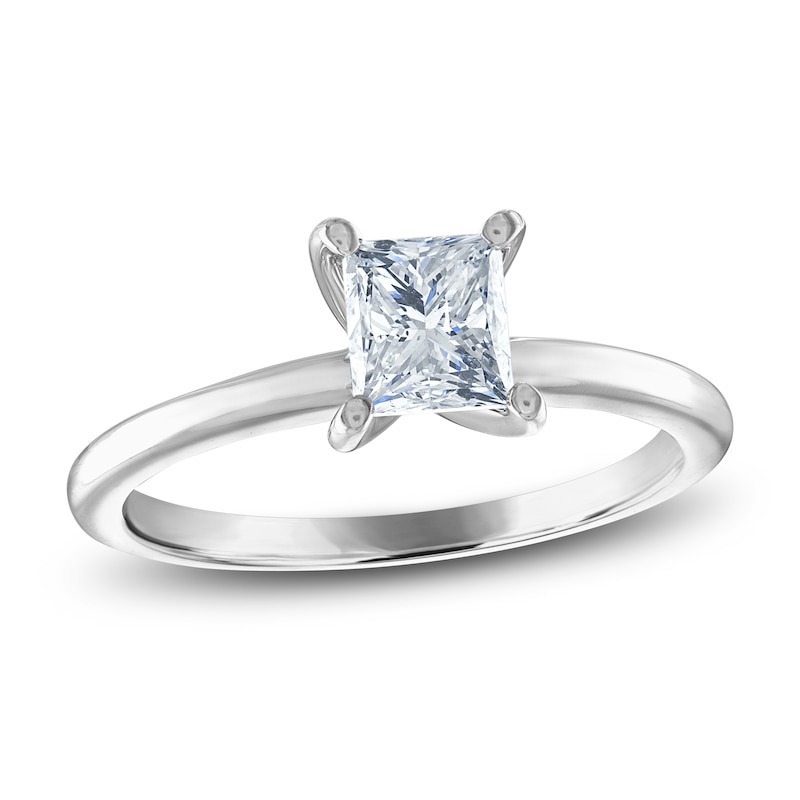 Certified Princess Diamond Solitaire Engagement Ring 1 ct tw 14K White Gold