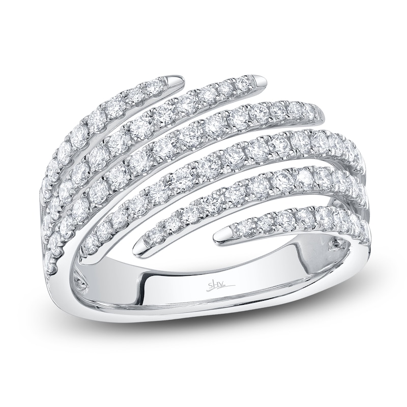 Shy Creation Diamond Multi-Row Bypass Wrap Ring 7/8 ct tw 14K White Gold SC55027073