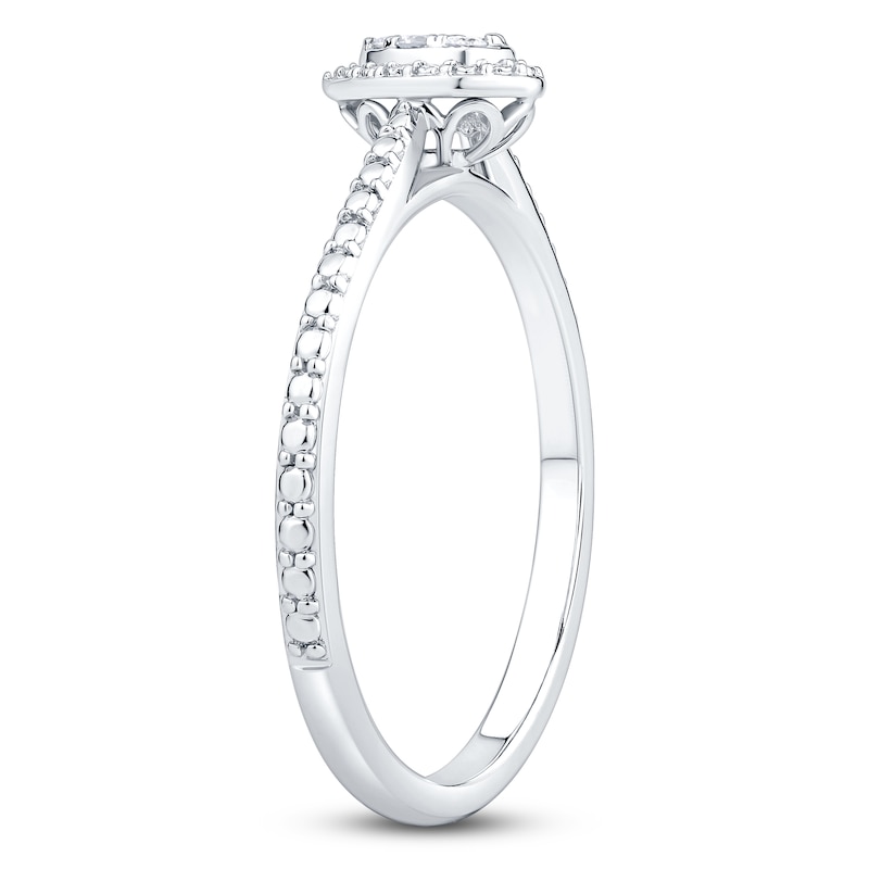 Main Image 2 of Multi-Diamond Pear Halo Promise Ring 1/20 ct tw 10K White Gold