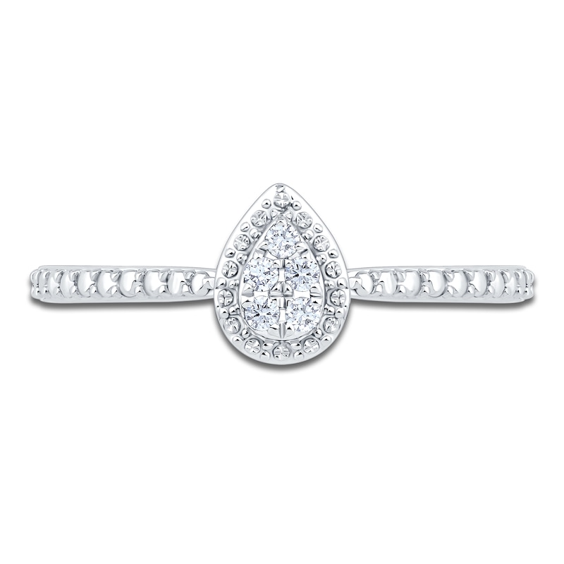 Main Image 3 of Multi-Diamond Pear Halo Promise Ring 1/20 ct tw 10K White Gold