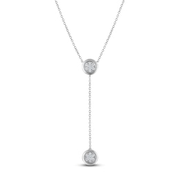 Multi-Diamond Y-Drop Necklace 1/5 ct tw Sterling Silver 18&quot;
