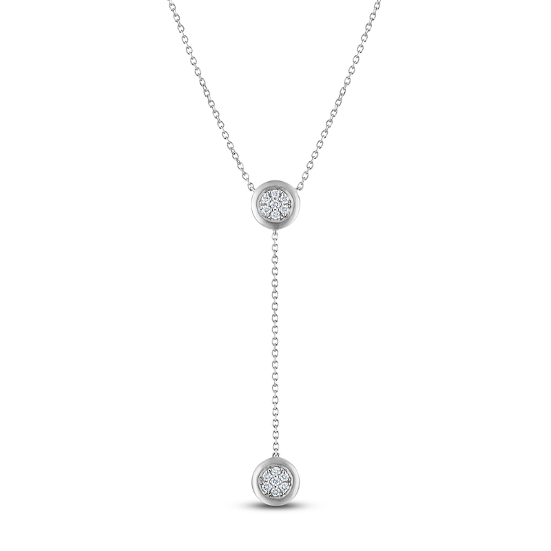 Multi-Diamond Y-Drop Necklace 1/5 ct tw Sterling Silver 18"