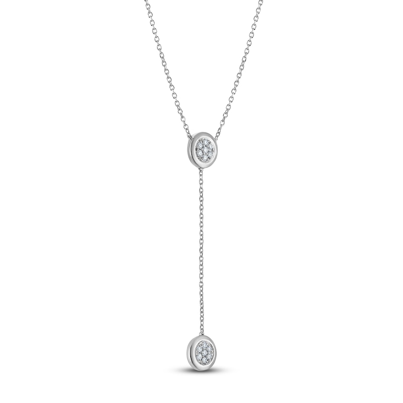 Multi-Diamond Y-Drop Necklace 1/5 ct tw Sterling Silver 18"
