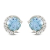 Thumbnail Image 1 of Natural Swiss Blue Topaz & Diamond Stud Earrings 1/10 ct tw 10K White Gold