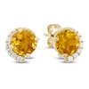 Thumbnail Image 2 of Natural Citrine & Diamond Stud Earrings 1/10 ct tw 10K Yellow Gold