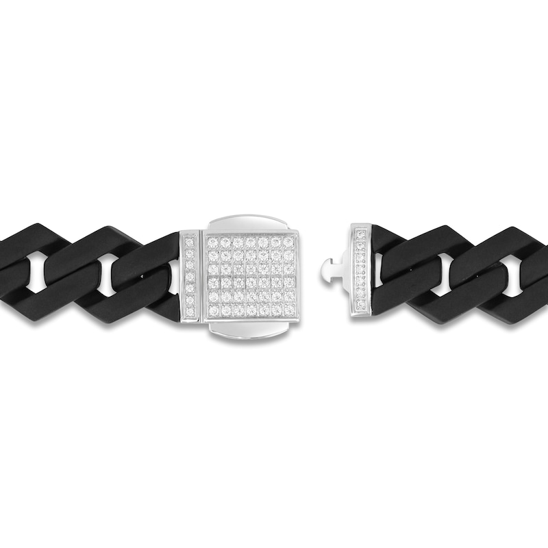 Diamond Clasp Link Bracelet 1/2 ct tw Stainless Steel & Black Ion Plating 8.5"