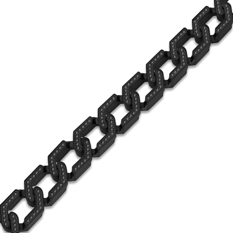 Men's Black Diamond Link Bracelet 1-3/4 ct tw Black Ion-Plated Stainless Steel 8.5"