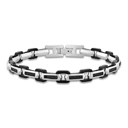 Men's Black Diamond Link Bracelet 1/3 ct tw Stainless Steel & Black Ion Plating 8.5&quot;