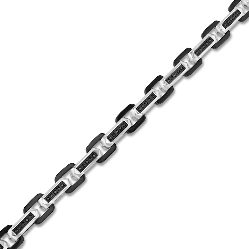 Main Image 2 of Men's Black Diamond Link Bracelet 1/3 ct tw Stainless Steel & Black Ion Plating 8.5&quot;