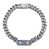 Thumbnail Image 0 of Men's Blue Lab-Created Sapphire Curb Chain Bracelet Sterling Silver 8.5"