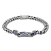 Thumbnail Image 1 of Men's Blue Lab-Created Sapphire Curb Chain Bracelet Sterling Silver 8.5"