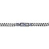 Thumbnail Image 2 of Men's Blue Lab-Created Sapphire Curb Chain Bracelet Sterling Silver 8.5"