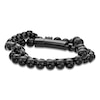 Thumbnail Image 1 of Men's Natural Black Agate Bead & Box Chain Layered Bracelet Black Ion-Plated Stainless Steel 8.5&quot;