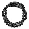 Thumbnail Image 5 of Men's Natural Black Agate Bead & Box Chain Layered Bracelet Black Ion-Plated Stainless Steel 8.5&quot;