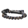 Thumbnail Image 0 of Men's Natural Tiger's Eye Quartz Bead & Box Chain Layered Bracelet Black Ion-Plated Stainless Steel 8.5"