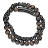 Thumbnail Image 4 of Men's Natural Tiger's Eye Quartz Bead & Box Chain Layered Bracelet Black Ion-Plated Stainless Steel 8.5"