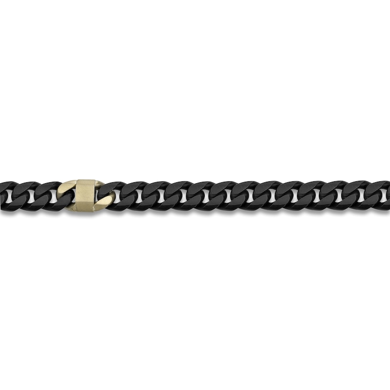 Men's White Lab-Created Sapphire Cuban Chain Bracelet Black & Yellow Ion-Plated Stainless Steel 8.5"