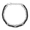 Thumbnail Image 1 of Men's Natural Black Agate & Black Spinel Bead Layered Chain Bracelet Sterling Silver 8&quot;