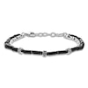 Thumbnail Image 2 of Men's Natural Black Agate & Black Spinel Bead Layered Chain Bracelet Sterling Silver 8&quot;