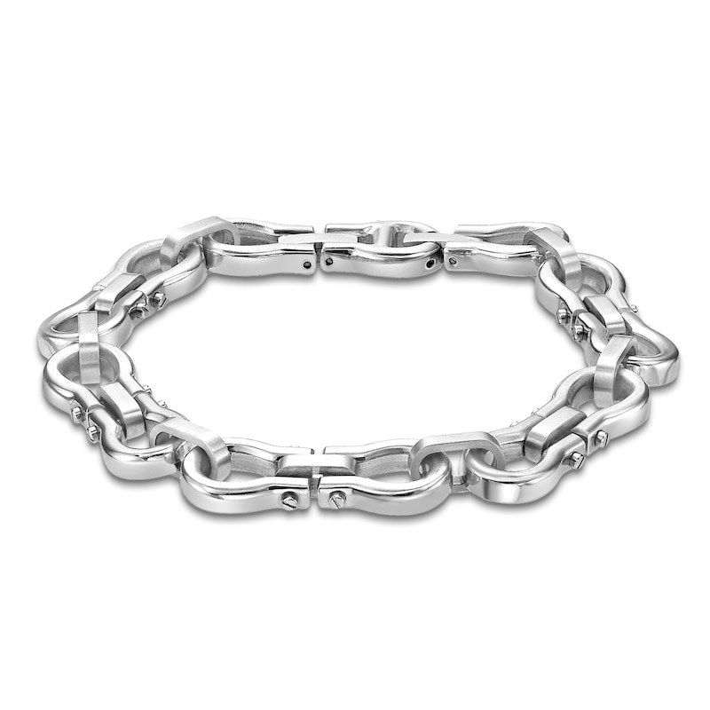 Main Image 2 of Men's Stirrup Link Chain Bracelet Stainless Steel 8.5&quot;