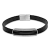 Thumbnail Image 1 of Men's Natural Black Agate Leather Bracelet Sterling Silver 8.5&quot;