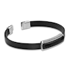 Thumbnail Image 3 of Men's Natural Black Agate Leather Bracelet Sterling Silver 8.5&quot;