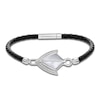 Thumbnail Image 1 of Men's Natural Mother-of-Pearl & White Lab-Created Sapphire Arrow Leather Bracelet Sterling Silver 8.5&quot;