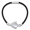 Thumbnail Image 2 of Men's Natural Mother-of-Pearl & White Lab-Created Sapphire Arrow Leather Bracelet Sterling Silver 8.5&quot;