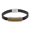 Thumbnail Image 1 of Men's Natural Tiger's Eye & Leather Bracelet Sterling Silver 8.5&quot;