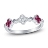 Thumbnail Image 0 of Natural Ruby & Diamond Quatrefoil Ring 1/10 ct tw 14K White Gold