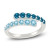 Thumbnail Image 1 of Natural Swiss Blue Topaz & London Blue Topaz Bypass Ring Sterling Silver