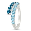 Thumbnail Image 2 of Natural Swiss Blue Topaz & London Blue Topaz Bypass Ring Sterling Silver