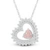 Thumbnail Image 0 of Heart-Shaped Lab-Created Opal & White Lab-Created Sapphire Tilted Heart Necklace Sterling Silver 18"