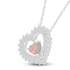 Thumbnail Image 1 of Heart-Shaped Lab-Created Opal & White Lab-Created Sapphire Tilted Heart Necklace Sterling Silver 18"