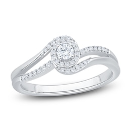 Diamond Bypass Halo Promise Ring 1/4 ct tw 10K White Gold