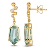 Thumbnail Image 1 of Le Vian Silhouette Elongated Shield-Cut Natural Green Quartz Dangle Earrings 1/8 ct tw Diamonds 14K Honey Gold