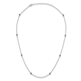 Black Diamond Bezel-Set Station Necklace 1 ct tw Sterling Silver 22&quot;