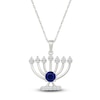 Thumbnail Image 1 of Blue & White Lab-Created Sapphire Menorah Necklace Sterling Silver 18&quot;