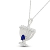 Thumbnail Image 2 of Blue & White Lab-Created Sapphire Menorah Necklace Sterling Silver 18&quot;