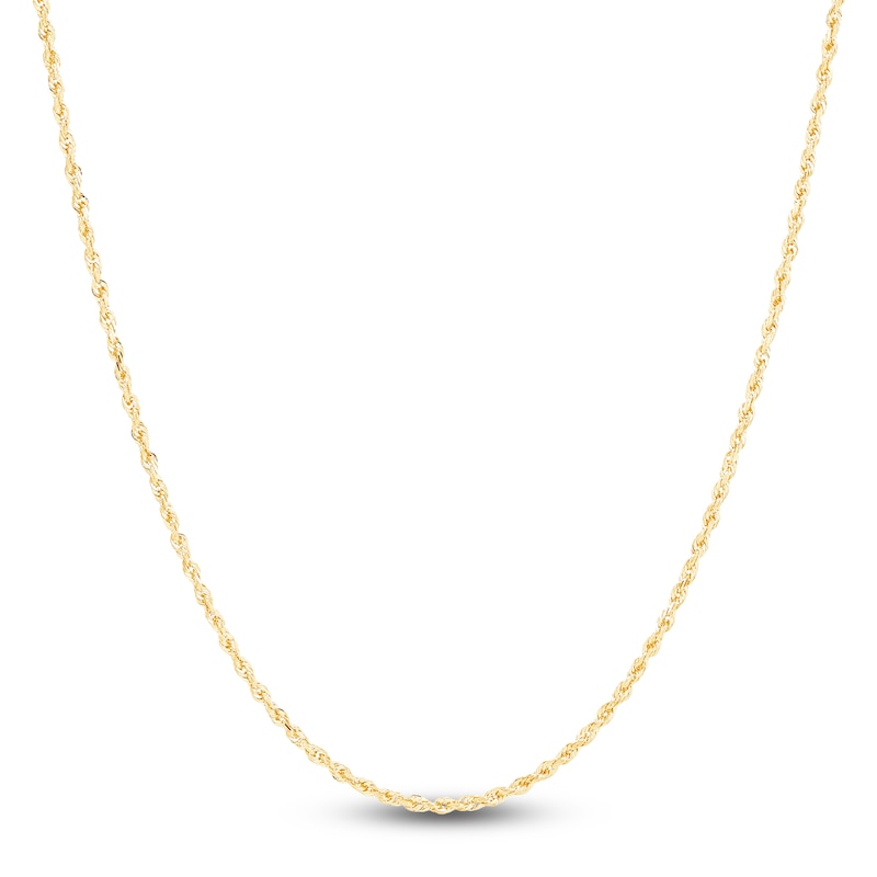 Main Image 1 of Solid Glitter Rope Chain Necklace 1.6mm 14K Yellow Gold 16&quot;