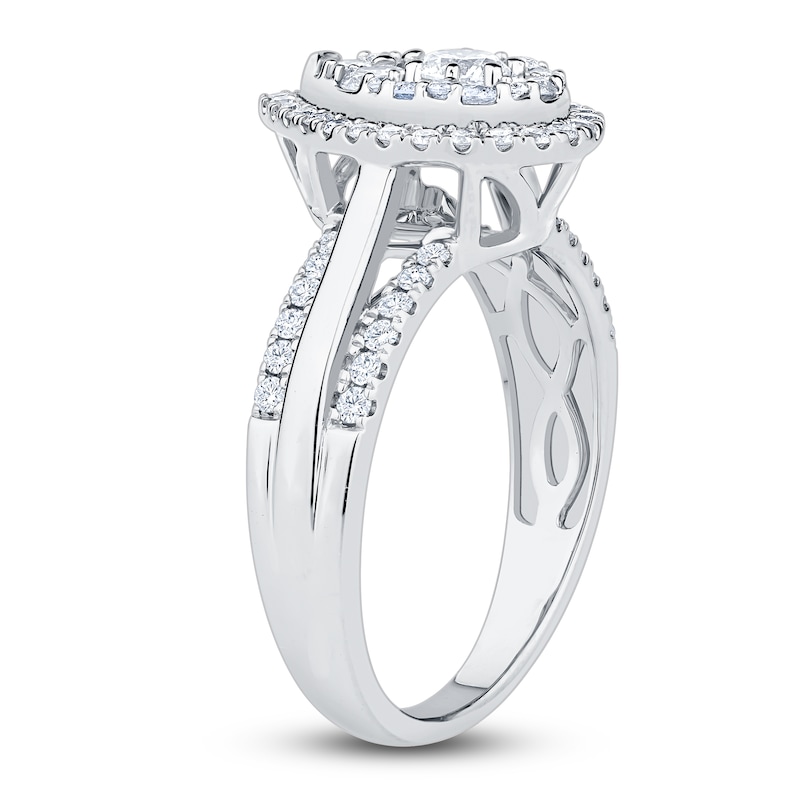 Brilliant Moments Multi-Diamond Pear Halo Engagement Ring 1 ct tw 14K White Gold