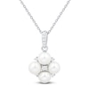 Thumbnail Image 1 of Cultured Pearl & White Lab-Created Sapphire Quad Necklace Sterling Silver 18&quot;